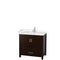 Wyndham Sheffield 36" Single Bathroom Vanity In Espresso With Carrara Cultured Marble Countertop Undermount Square Sink And No Mirror WCS141436SESC2UNSMXX