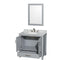 Wyndham Sheffield 36" Single Bathroom Vanity In Gray with White Carrara Marble Countertop Undermount Oval Sink and 24" Mirror WCS141436SGYCMUNOM24