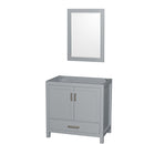 Wyndham Sheffield 36" Single Bathroom Vanity In Gray With No Countertop No Sink And 24" Mirror WCS141436SGYCXSXXM24