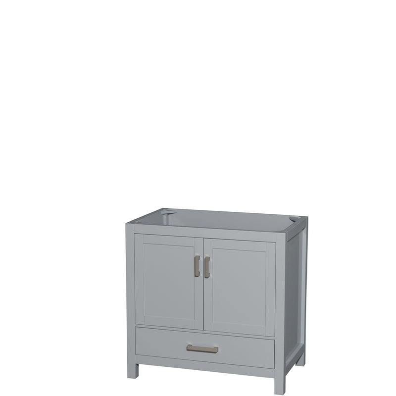 Wyndham Sheffield 36" Single Bathroom Vanity In Gray With No Countertop No Sink And No Mirror WCS141436SGYCXSXXMXX