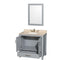 Wyndham AAA Sheffield 36" Single Bathroom Vanity In Gray with Ivory Marble Countertop Undermount Oval Sink and 24" Mirror WCS141436SGYIVUNOM24