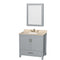 Wyndham AAA Sheffield 36" Single Bathroom Vanity In Gray With Ivory Marble Countertop Undermount Oval Sink And Medicine Cabinet WCS141436SGYIVUNOMED