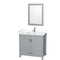 Wyndham Sheffield 36" Single Bathroom Vanity In Gray With White Cultured Marble Countertop Undermount Square Sink And 24" Mirror WCS141436SGYWCUNSM24