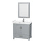 Wyndham Sheffield 36" Single Bathroom Vanity In Gray With White Cultured Marble Countertop Undermount Square Sink And Medicine Cabinet WCS141436SGYWCUNSMED