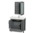 Wyndham Sheffield 36" Single Bathroom Vanity In Dark Gray with Carrara Cultured Marble Countertop Undermount Square Sink and Medicine Cabinet WCS141436SKGC2UNSMED