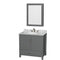 Wyndham Sheffield 36" Single Bathroom Vanity In Dark Gray With White Carrara Marble Countertop Undermount Oval Sink And Medicine Cabinet WCS141436SKGCMUNOMED