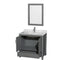 Wyndham Sheffield 36" Single Bathroom Vanity In Dark Gray with White Carrara Marble Countertop Undermount Square Sink and 24" Mirror WCS141436SKGCMUNSM24