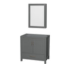 Wyndham Sheffield 36" Single Bathroom Vanity In Dark Gray With No Countertop No Sink And Medicine Cabinet WCS141436SKGCXSXXMED