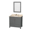 Wyndham AAA Sheffield 36" Single Bathroom Vanity In Dark Gray With Ivory Marble Countertop Undermount Oval Sink And 24" Mirror WCS141436SKGIVUNOM24