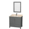 Wyndham AAA Sheffield 36" Single Bathroom Vanity In Dark Gray With Ivory Marble Countertop Undermount Square Sink And 24" Mirror WCS141436SKGIVUNSM24