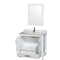 Wyndham Sheffield 36" Single Bathroom Vanity In White White Carrara Marble Countertop Undermount Square Sink and 24" Mirror WCS141436SWHCMUNSM24