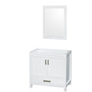 Wyndham Sheffield 36" Single Bathroom Vanity In White No Countertop No Sink And 24" Mirror WCS141436SWHCXSXXM24