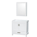 Wyndham Sheffield 36" Single Bathroom Vanity In White No Countertop No Sink And Medicine Cabinet WCS141436SWHCXSXXMED