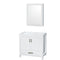 Wyndham Sheffield 36" Single Bathroom Vanity In White No Countertop No Sink And Medicine Cabinet WCS141436SWHCXSXXMED