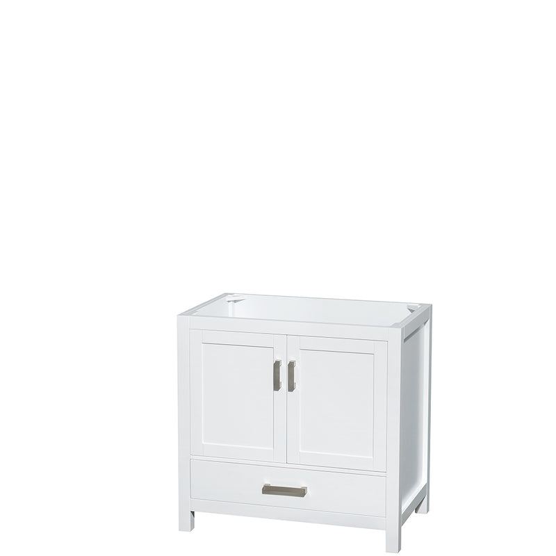 Wyndham AAA Sheffield 36" Single Bathroom Vanity In White Ivory Marble Countertop Undermount Oval Sink and 24" Mirror WCS141436SWHIVUNOM24