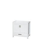 Wyndham AAA Sheffield 36" Single Bathroom Vanity In White Ivory Marble Countertop Undermount Oval Sink and Medicine Cabinet WCS141436SWHIVUNOMED