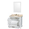 Wyndham AAA Sheffield 36" Single Bathroom Vanity In White Ivory Marble Countertop Undermount Oval Sink and 24" Mirror WCS141436SWHIVUNOM24