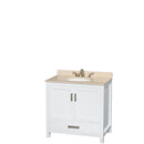 Wyndham AAA Sheffield 36" Single Bathroom Vanity In White Ivory Marble Countertop Undermount Oval Sink And No Mirror WCS141436SWHIVUNOMXX