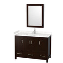 Wyndham Sheffield 48" Single Bathroom Vanity In Espresso With Carrara Cultured Marble Countertop Undermount Square Sink And Medicine Cabinet WCS141448SESC2UNSMED