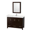 Wyndham Sheffield 48" Single Bathroom Vanity In Espresso With Carrara Cultured Marble Countertop Undermount Square Sink And Medicine Cabinet WCS141448SESC2UNSMED