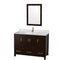 Wyndham Sheffield 48" Single Bathroom Vanity In Espresso White Carrara Marble Countertop Undermount Square Sink And 24" Mirror WCS141448SESCMUNSM24