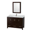 Wyndham Sheffield 48" Single Bathroom Vanity In Espresso White Carrara Marble Countertop Undermount Square Sink And Medicine Cabinet WCS141448SESCMUNSMED