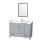 Wyndham Sheffield 48" Single Bathroom Vanity In Gray With Carrara Cultured Marble Countertop Undermount Square Sink And 24" Mirror WCS141448SGYC2UNSM24