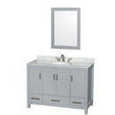 Wyndham Sheffield 48" Single Bathroom Vanity In Gray With White Carrara Marble Countertop Undermount Oval Sink And 24" Mirror WCS141448SGYCMUNOM24