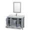 Wyndham Sheffield 48" Single Bathroom Vanity In Gray with White Carrara Marble Countertop Undermount Square Sink and 24" Mirror WCS141448SGYCMUNSM24