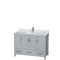 Wyndham Sheffield 48" Single Bathroom Vanity In Gray With White Carrara Marble Countertop Undermount Square Sink And No Mirror WCS141448SGYCMUNSMXX