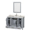 Wyndham AAA Sheffield 48" Single Bathroom Vanity In Gray with Calacatta Quartz Countertop Undermount Square Sink and 24" Mirror WCS141448SGYCQUNSM24