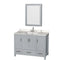 Wyndham AAA Sheffield 48" Single Bathroom Vanity In Gray With Calacatta Quartz Countertop Undermount Square Sink And Medicine Cabinet WCS141448SGYCQUNSMED