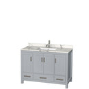 Wyndham AAA Sheffield 48" Single Bathroom Vanity In Gray With Calacatta Quartz Countertop Undermount Square Sink And No Mirror WCS141448SGYCQUNSMXX