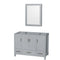 Wyndham Sheffield 48" Single Bathroom Vanity In Gray With No Countertop No Sink And Medicine Cabinet WCS141448SGYCXSXXMED