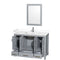 Wyndham Sheffield 48" Single Bathroom Vanity In Gray with White Cultured Marble Countertop Undermount Square Sink and 24" Mirror WCS141448SGYWCUNSM24