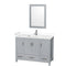 Wyndham Sheffield 48" Single Bathroom Vanity In Gray With White Cultured Marble Countertop Undermount Square Sink And 24" Mirror WCS141448SGYWCUNSM24