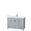 Wyndham Sheffield 48" Single Bathroom Vanity In Gray With White Cultured Marble Countertop Undermount Square Sink And No Mirror WCS141448SGYWCUNSMXX