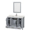 Wyndham AAA Sheffield 48" Single Bathroom Vanity In Gray with White Quartz Countertop Undermount Square Sink and 24" Mirror WCS141448SGYWQUNSM24