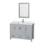 Wyndham AAA Sheffield 48" Single Bathroom Vanity In Gray With White Quartz Countertop Undermount Square Sink And 24" Mirror WCS141448SGYWQUNSM24