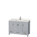 Wyndham AAA Sheffield 48" Single Bathroom Vanity In Gray With White Quartz Countertop Undermount Square Sink And No Mirror WCS141448SGYWQUNSMXX