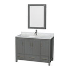 Wyndham Sheffield 48" Single Bathroom Vanity In Dark Gray With White Carrara Marble Countertop Undermount Square Sink And Medicine Cabinet WCS141448SKGCMUNSMED