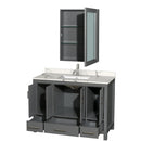 Wyndham AAA Sheffield 48" Single Bathroom Vanity In Dark Gray with Calacatta Quartz Countertop Undermount Square Sink and Medicine Cabinet WCS141448SKGCQUNSMED