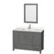 Wyndham AAA Sheffield 48" Single Bathroom Vanity In Dark Gray With White Quartz Countertop Undermount Square Sink And 24" Mirror WCS141448SKGWQUNSM24