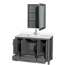 Wyndham AAA Sheffield 48" Single Bathroom Vanity In Dark Gray with White Quartz Countertop Undermount Square Sink and Medicine Cabinet WCS141448SKGWQUNSMED