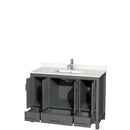 Wyndham AAA Sheffield 48" Single Bathroom Vanity In Dark Gray with White Quartz Countertop Undermount Square Sink and No Mirror WCS141448SKGWQUNSMXX