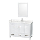 Wyndham Sheffield 48" Single Bathroom Vanity In White With Carrara Cultured Marble Countertop Undermount Square Sink And 24" Mirror WCS141448SWHC2UNSM24