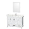 Wyndham Sheffield 48" Single Bathroom Vanity In White With Carrara Cultured Marble Countertop Undermount Square Sink And 24" Mirror WCS141448SWHC2UNSM24