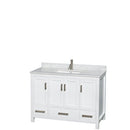 Wyndham Sheffield 48" Single Bathroom Vanity In White White Carrara Marble Countertop Undermount Square Sink And No Mirror WCS141448SWHCMUNSMXX