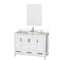 Wyndham AAA Sheffield 48" Single Bathroom Vanity In White With Calacatta Quartz Countertop Undermount Square Sink And 24" Mirror WCS141448SWHCQUNSM24