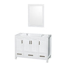 Wyndham Sheffield 48" Single Bathroom Vanity In White No Countertop No Sink And 24" Mirror WCS141448SWHCXSXXM24